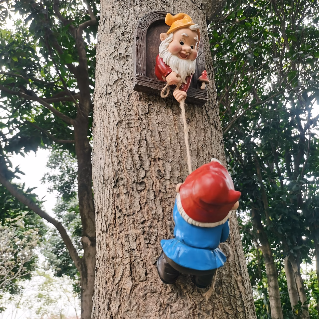 Whimsical Gnome Climbing Statues for Trees - Outdoor Garden &...