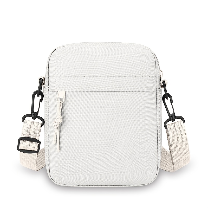 TEMU Customizable Nylon Messenger Bag (black) - Lightweight Small Square, Unisex. With Adjustable Strap, Zipper Closure, Business Card Holder &