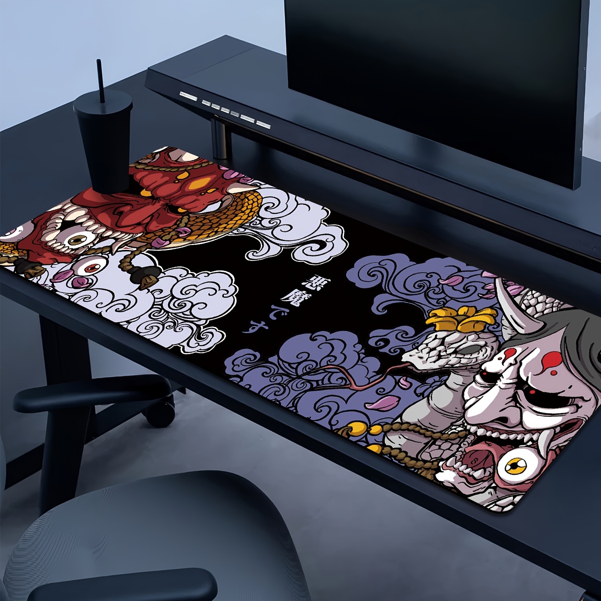 TEMU 1pc Enlarged Durable Gaming Mouse Pad, Overbearing Devil Design, Office Small Mouse Pad, Laptop Keyboard Pad, Study Desk Mat - Non-slip Backing,
