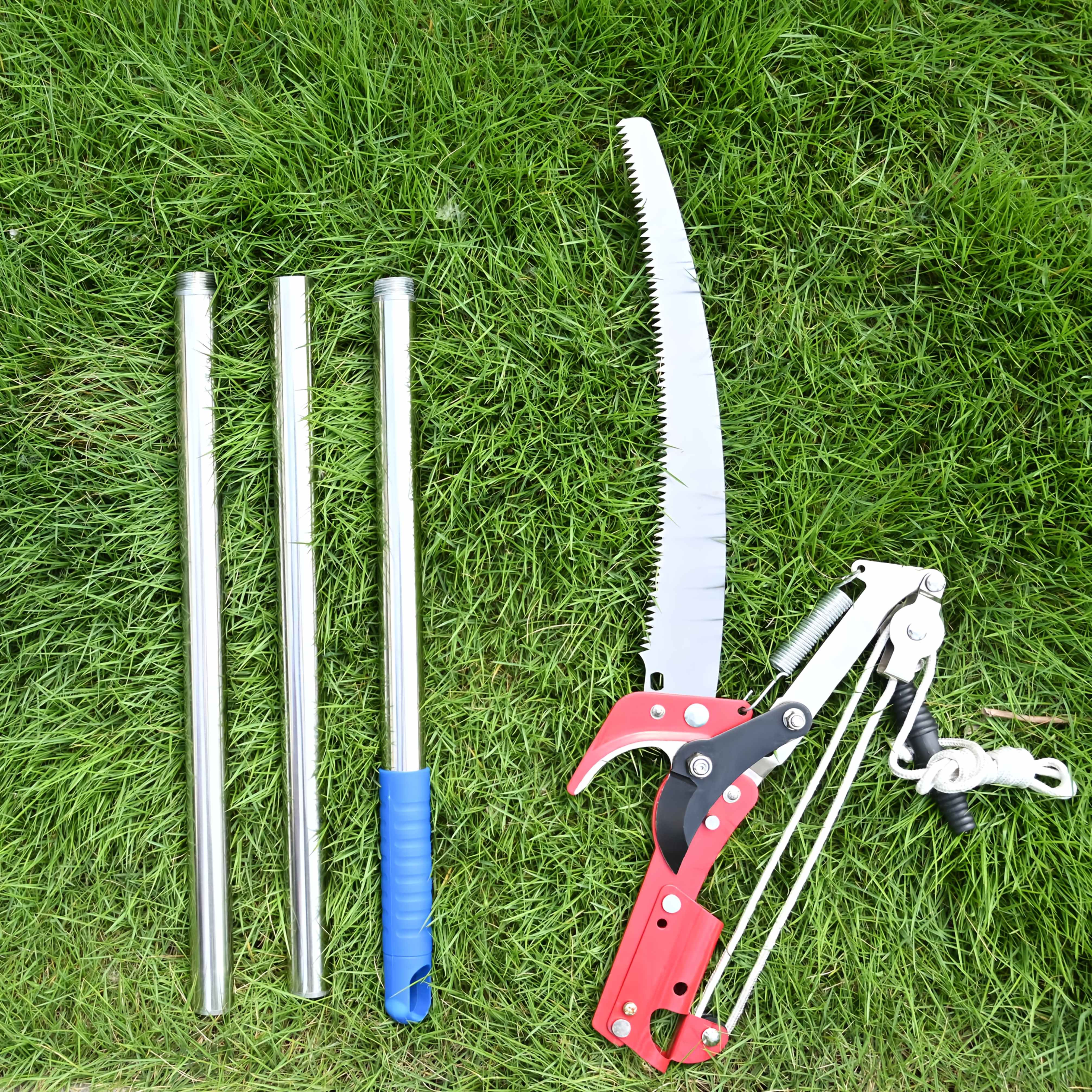 TEMU Heavy Duty Manual Pruning Saw With Extendable Blades - Manual Garden Saw With Pole Or Pole-less Option, Steel , Ergonomic Grip Handle For Tree