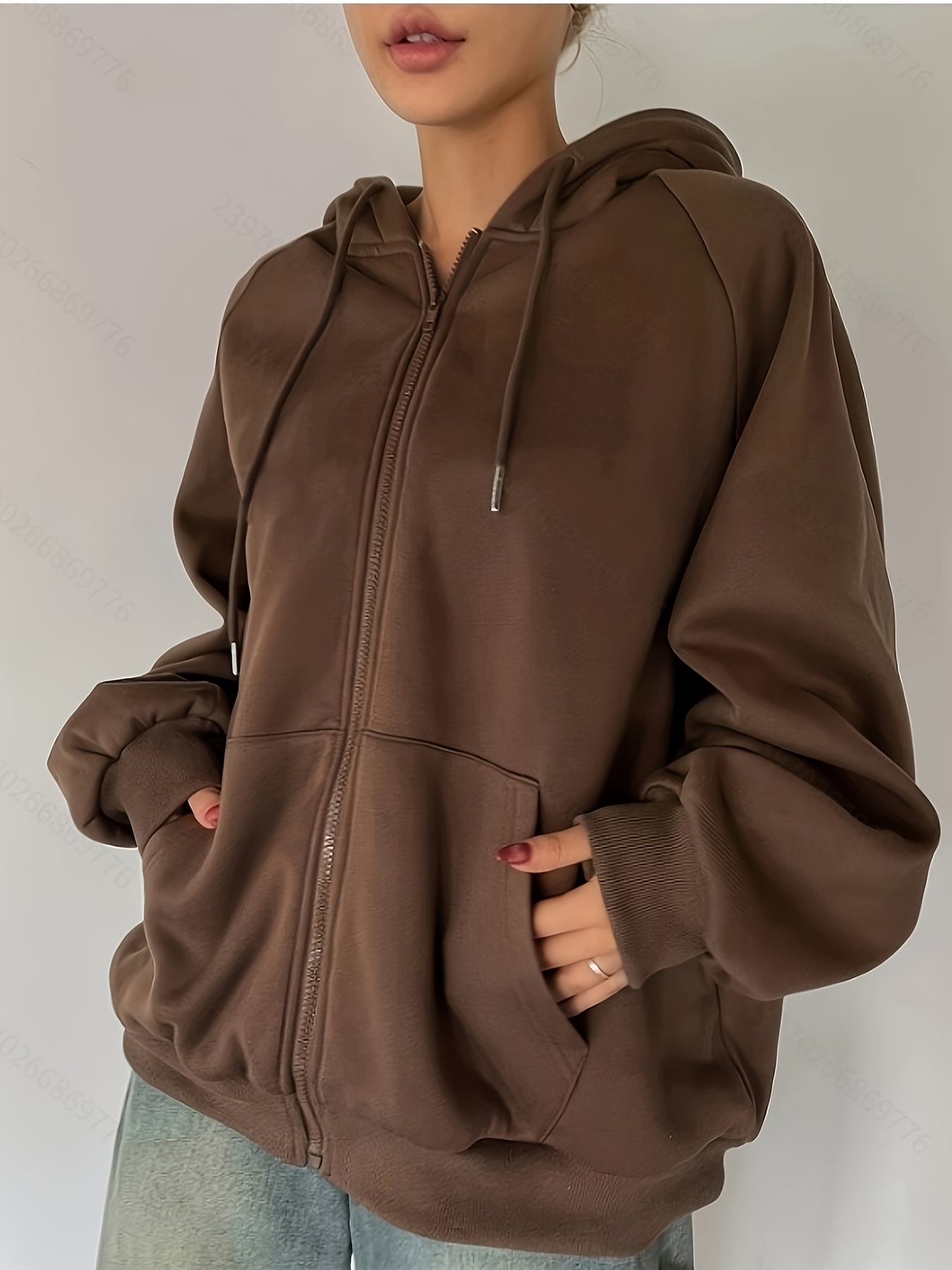 brown zip up hoodie sold on Temu United States
