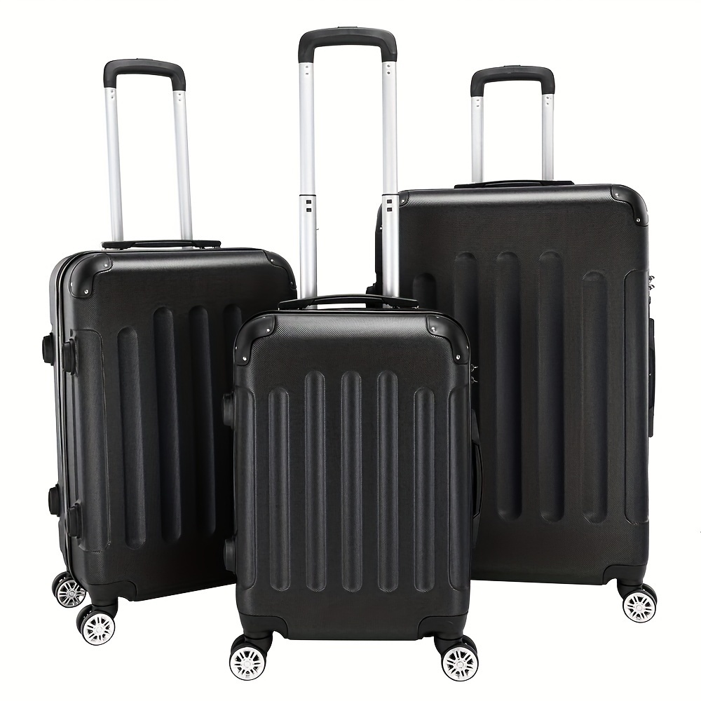 

3-in-1 Luggage Portable Abs Trolley Case 20"/ 24"/ 28" Black