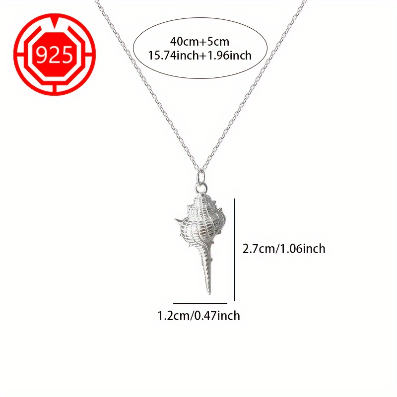 925 Silver Minimalist Conch Pendant Necklace