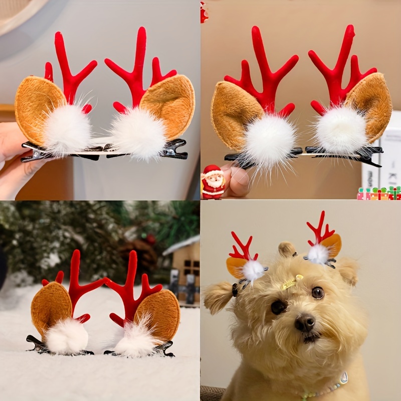 

2pcs Christmas Pet Hair Clips - Cute Barrettes With Assorted Patterns For Grooming Accessories