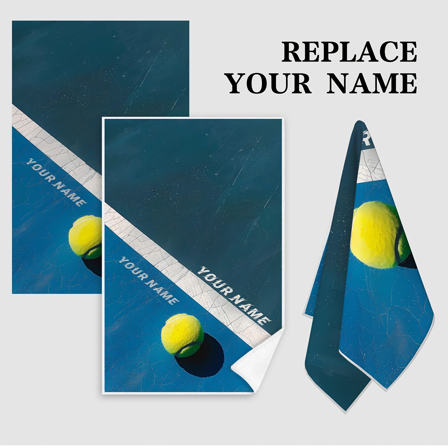 

Custom Text Tennis-themed Kitchen Towels - 2pcs Set, & Absorbent Polyester, Cooking, Baking & Cleaning, Ideal Housewarming Gift