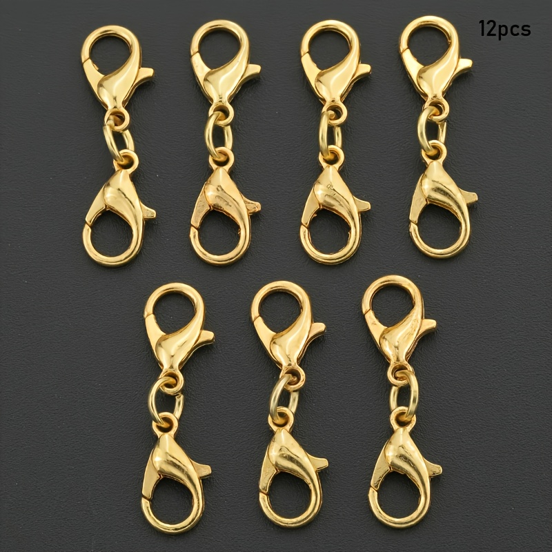 TEMU Set Of 12 Metal Lobster Clasps With 2 Ends, Perfect For Crafting Jewelry, Including Jump Rings, Extension Connectors, Clips For Necklaces And
