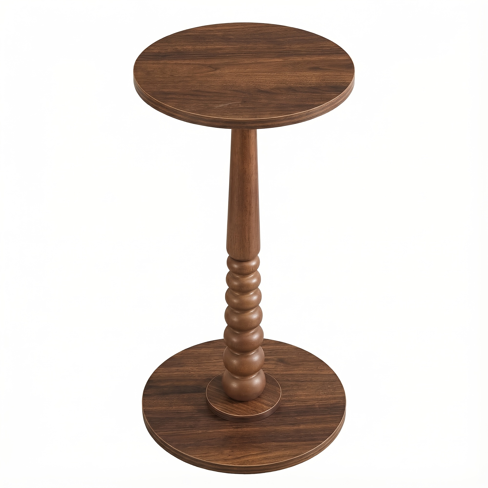 Image of 2-tier Compact Round End Table With Solid Wood Legs & Curved Transitions - Space- Nightstand Suitable For Small Spaces, Modern Bedside Table For Living Room, Bedroom, Dorm, Assembly, Wood Top (/brown)