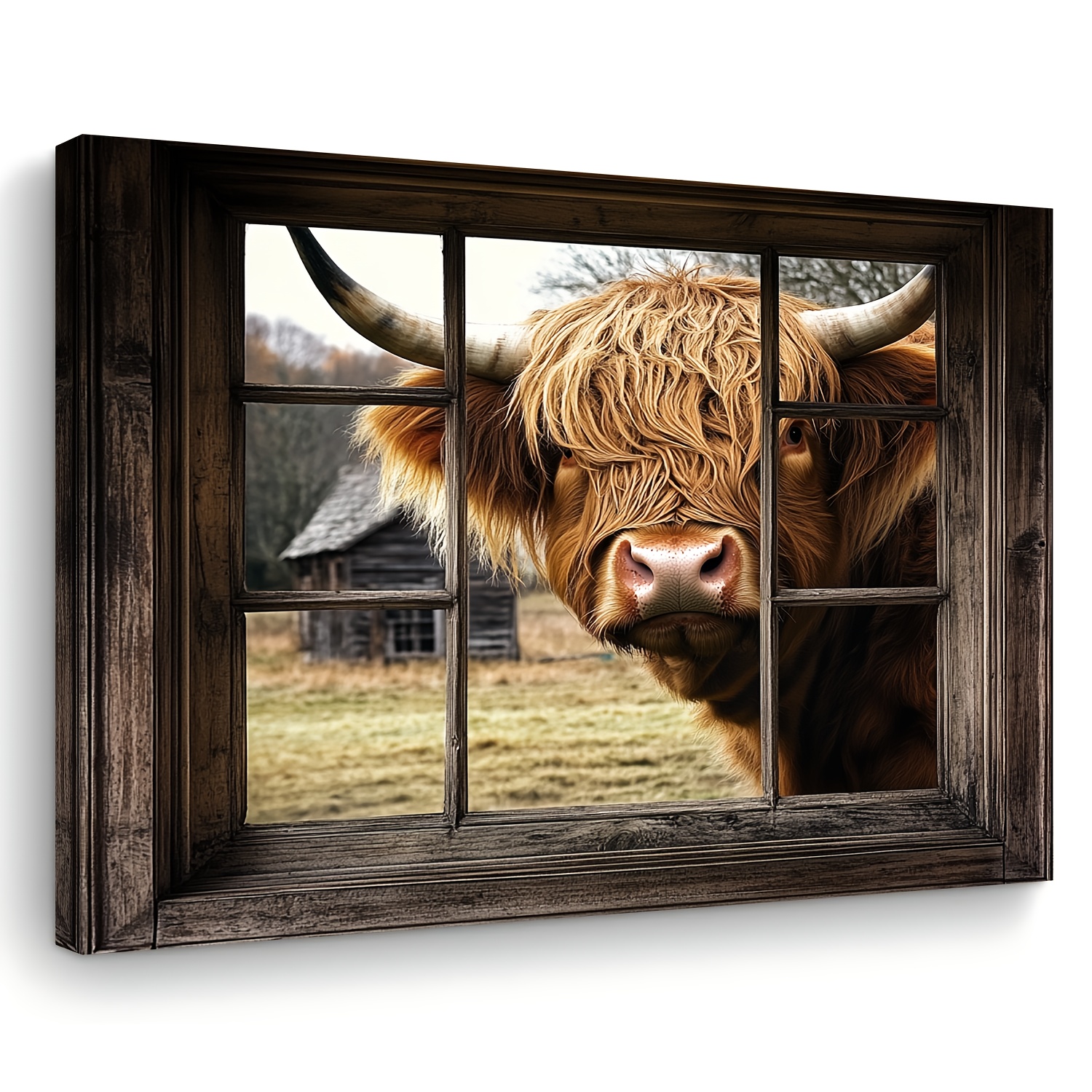 

Room Decor 1pc Rustic Highland Cow Canvas , 11.8x15.7 Inch Wooden Print, Unique Bachelor Party Decor, Woven Decoration, Ideal Christmas Gift