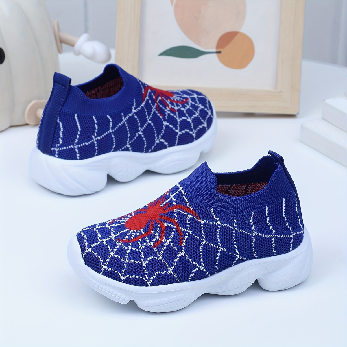 Image of 's Shoes, Spider Animal Pattern Knit Design, And Breathable, Lightweight Soft Sole Sneakers, Suitable For Spring Summer Indoor Outdoor Wear