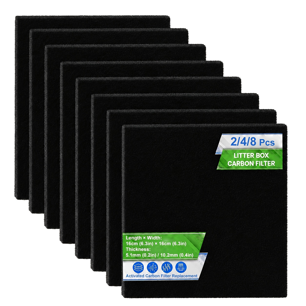 2pcs/4pcs/8pcs Long Lasting Carbon Filters, Cat Litter Boxes Filters, Litter Box Liner Replacement Filters For