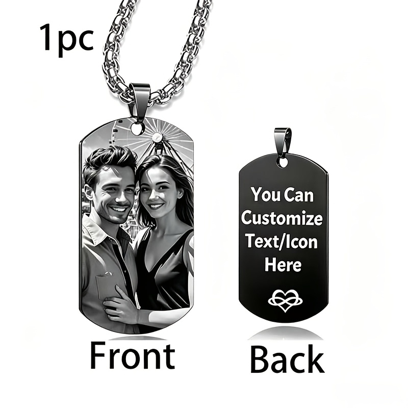TEMU 1pc Personalized Pendant Necklace, Customizable With Name/message/photo To Engrave Moments. Suitable For Birthdays, Anniversaries, And