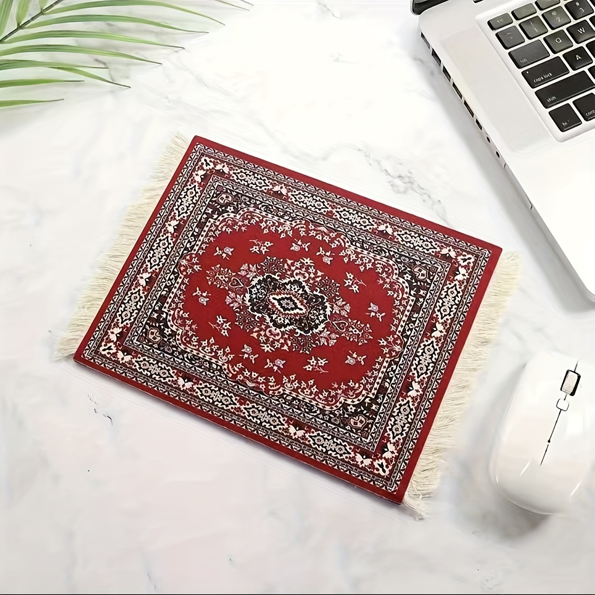 Soft Plastic Persian Rug Style Mouse Pad, Oblong Home Office Decorative Computer Mousepad With Oriental Carpet Design