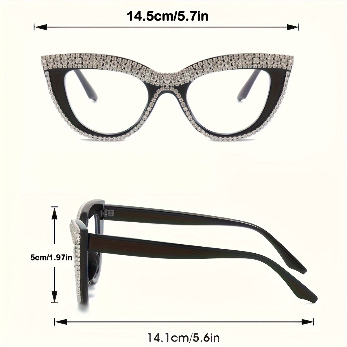 chic cat eye   for women rhinestone embellished anti blue light full frame fashionable readers 1 0 to 4 0 bifocal   for women multifocal   women details 3