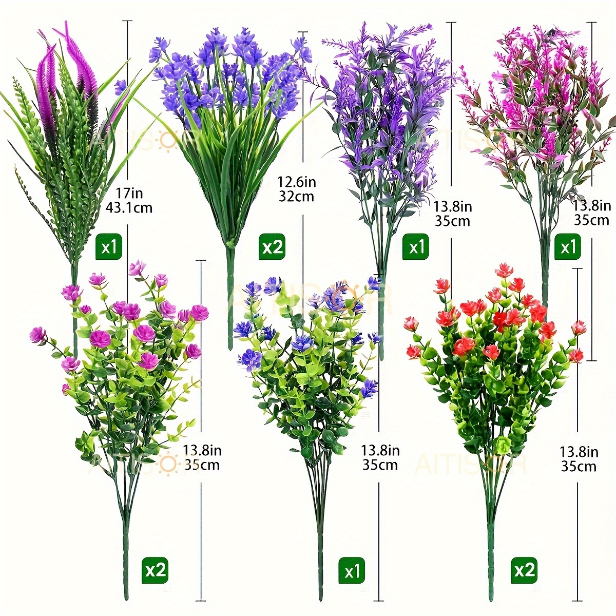 Piante artificiali per esterni, 20 fiori artificiali, resistenti ai raggi UV, fiori finti per fioriere da esterno, per casa, giardino, esterno, portico, decorazione