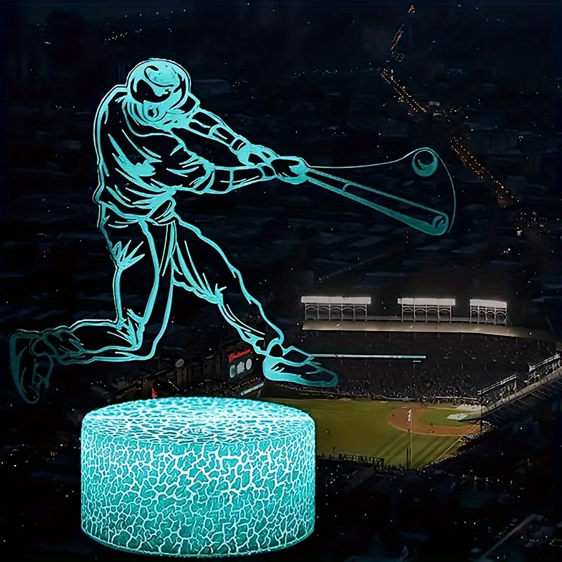 1pc Baseball Gift Illusion Night Light, 16 Colors Changing Dimmable Led