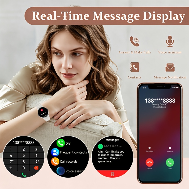 Women's Ultra-thin Smartwatch with Wireless Calling, Elegant Design