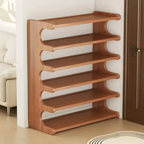 multi layer bamboo shoe rack wood grain suitable for dormitories and home entrances easy to assemble brown freestanding practical multi layer storage rack home storage multiple