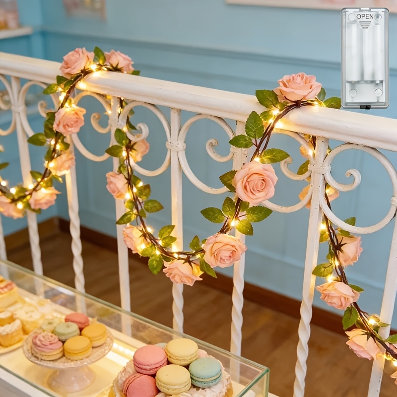 TEMU 1 Set Artificial Rose Vine Led String Light, Battery Powered, Valentine's Day, Proposal, Birthday Parties, Mother's Day Decoration