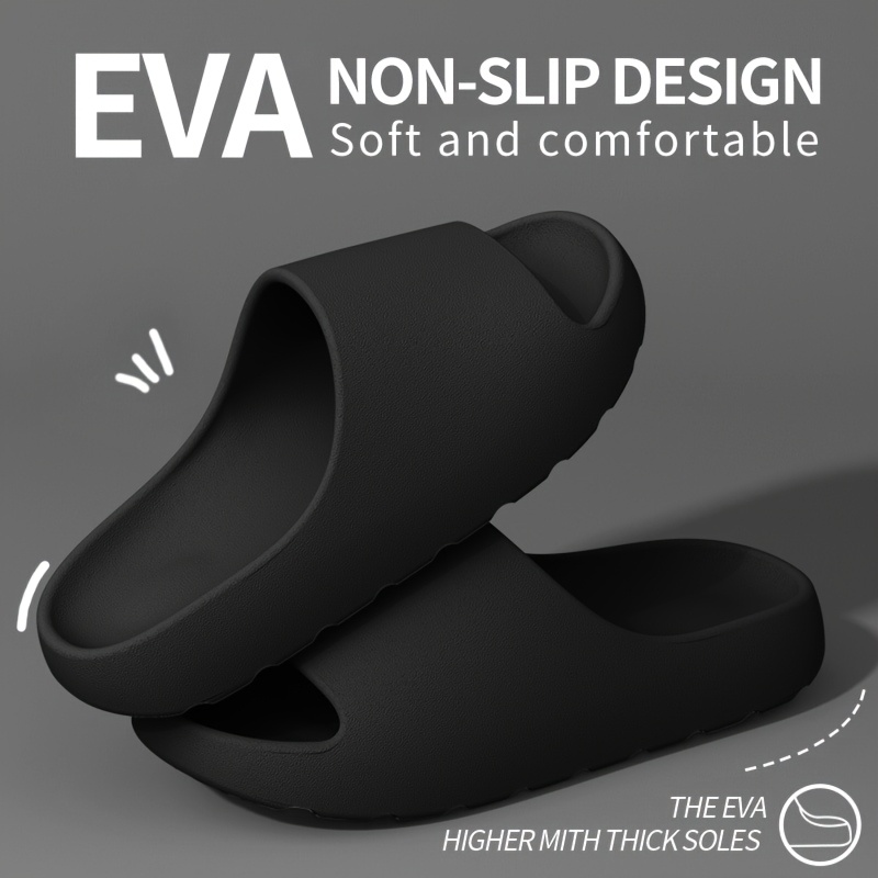 Lightweight EVA Slippers for Men and Women - Non-Slip, Comfortable Indoor and Outdoor Wear, White with Black Accents, All-Season Wear, Casual Home Shoes|Minimalist Design|Eva Upper Material