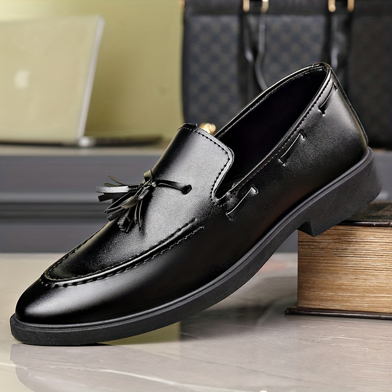 Men\'s Brown and Black Slip-On Lace-Detail Casual Loafers mens classic loafers brown slip shoes black sole round  main image 3