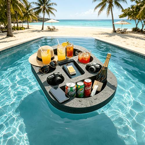 large floating pool tray multifunctional water leisure tea table and drink rack independent phone compartment floating drink organizer suitable for hot tubs pool parties