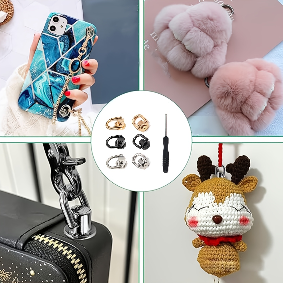 Adjustable Metal D Ring Bag Clips for DIY Handbag Making