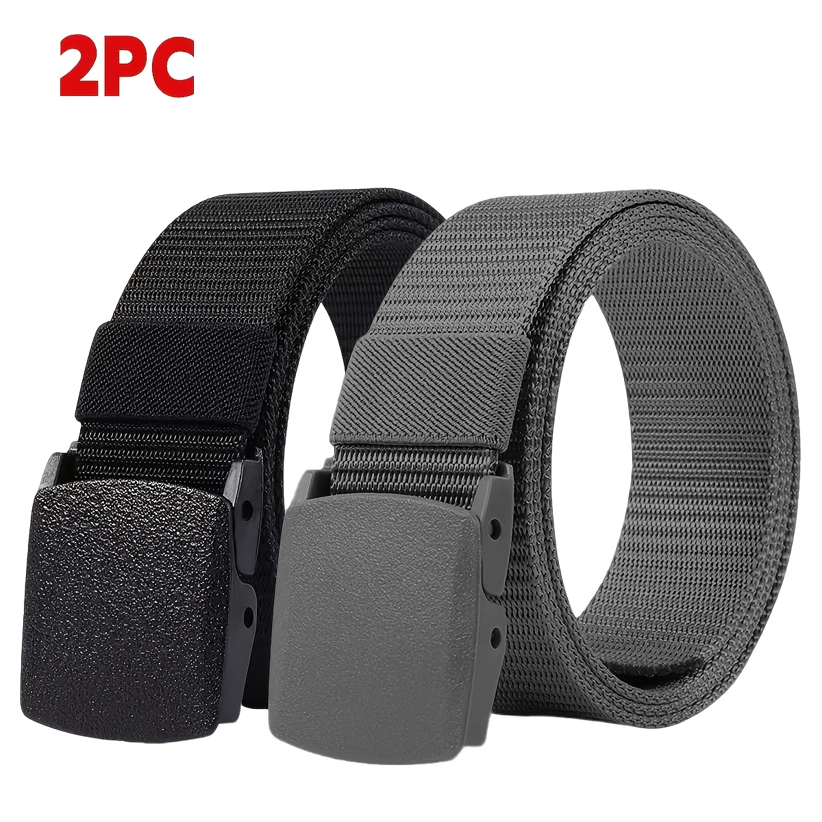 TEMU 2pcs Waist Belt Suitable For Men And Women, Plastic Quick-release Buckle Dual-color Strap, Lightweight And Comfortable, Suitable For Travel And