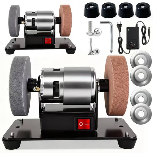 variable speed electric belt sander dual wheel electric bench grinder non slip metal jewelry grinding polishing machine desktop electric coarse fine grinding wheel polishing stone