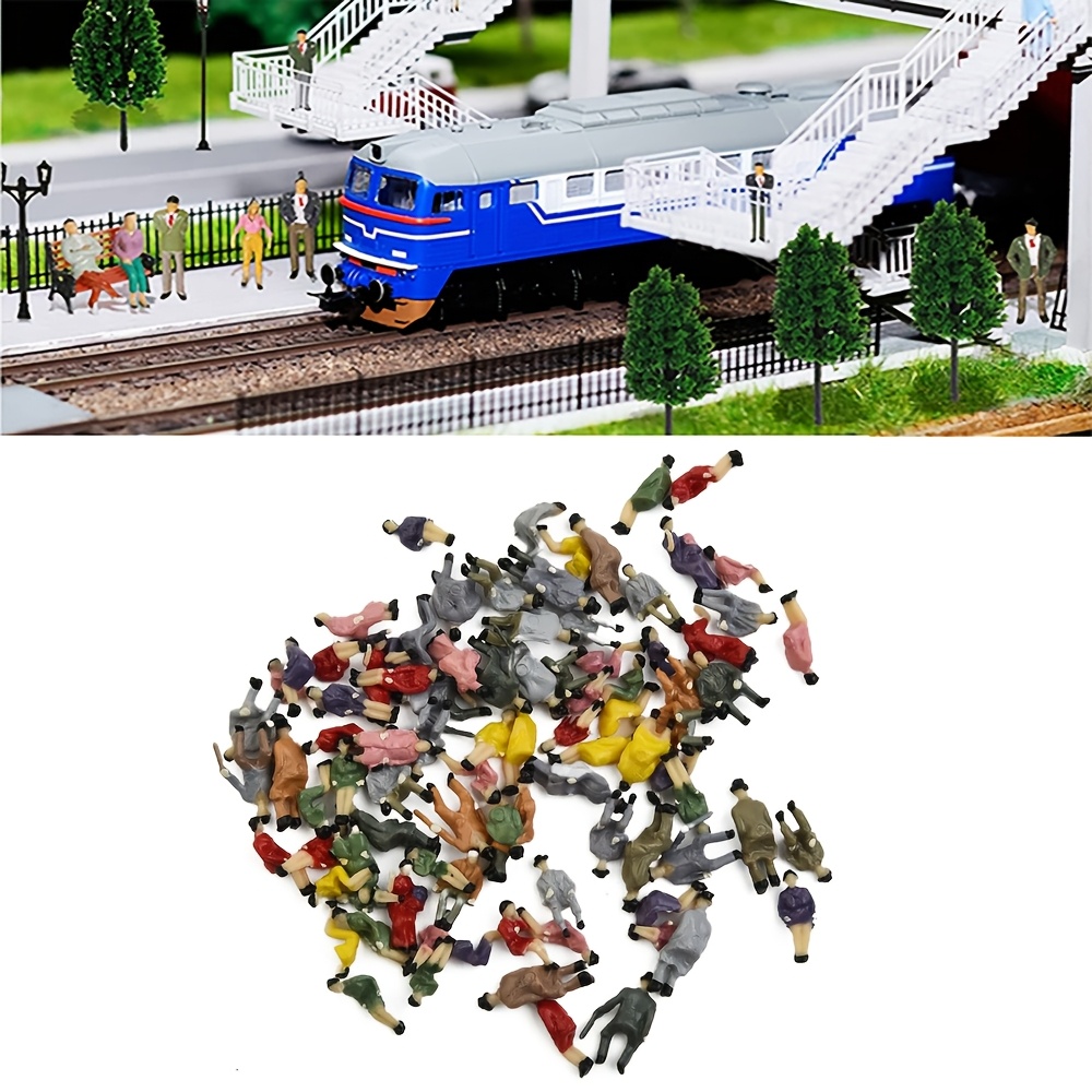 

50pcs Vibrant 1:87 Scale Model Train - Abs & Plastic, Assorted Colors & Poses, Ideal For Architectural Layouts & Miniature , Train Gifts