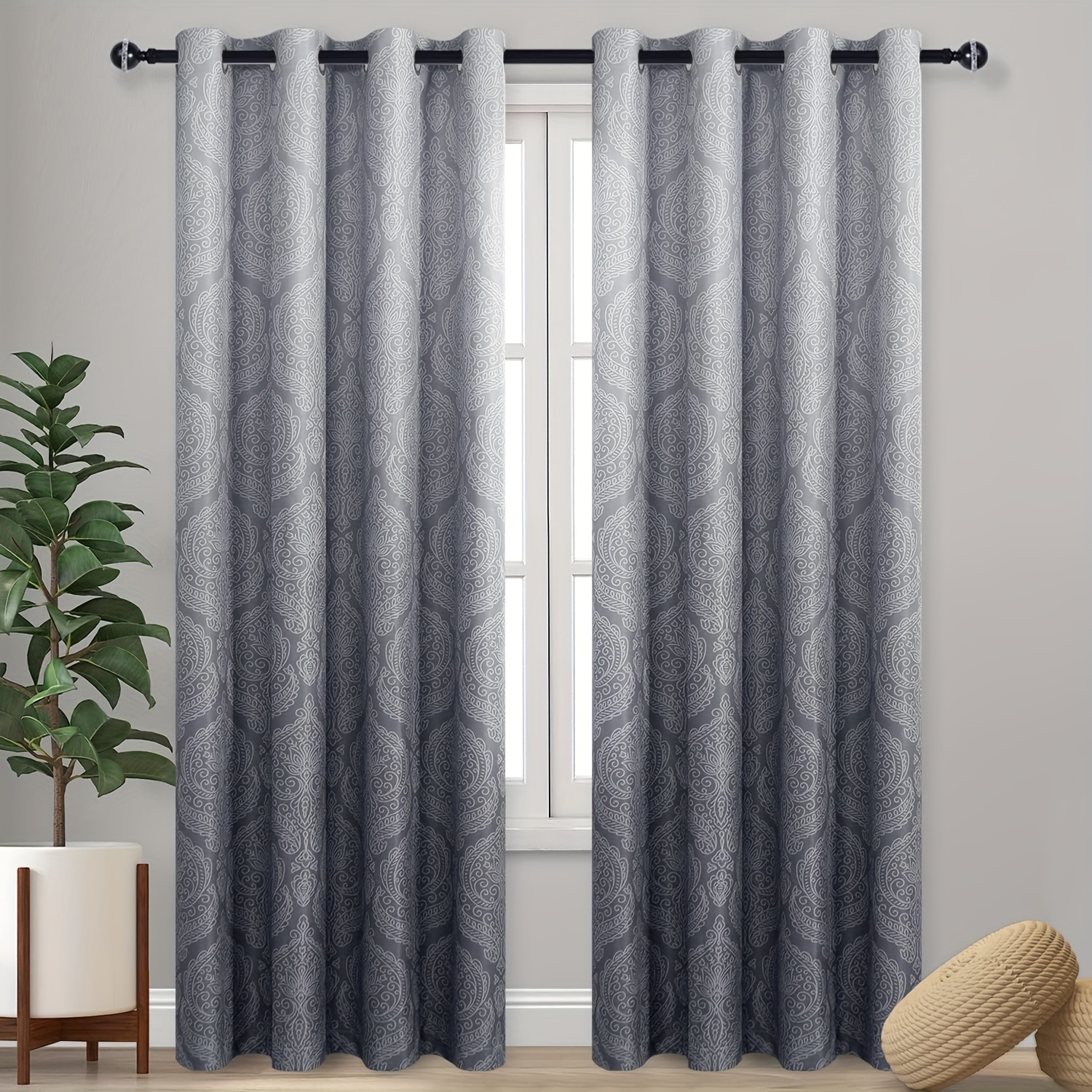 2 panels grey ombre blackout thermal curtains privacy room