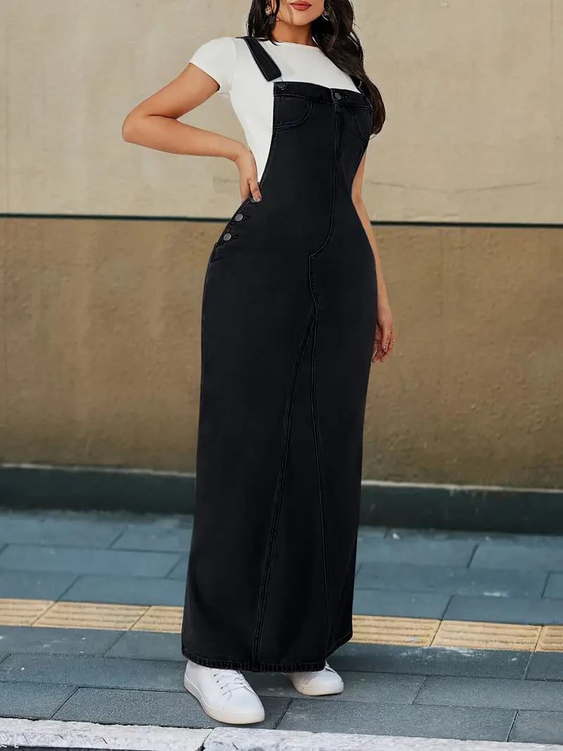 womens casual denim overall dress loose fit comfortable - Temu womens casual denim overall dress loose fit comfortable - Temu