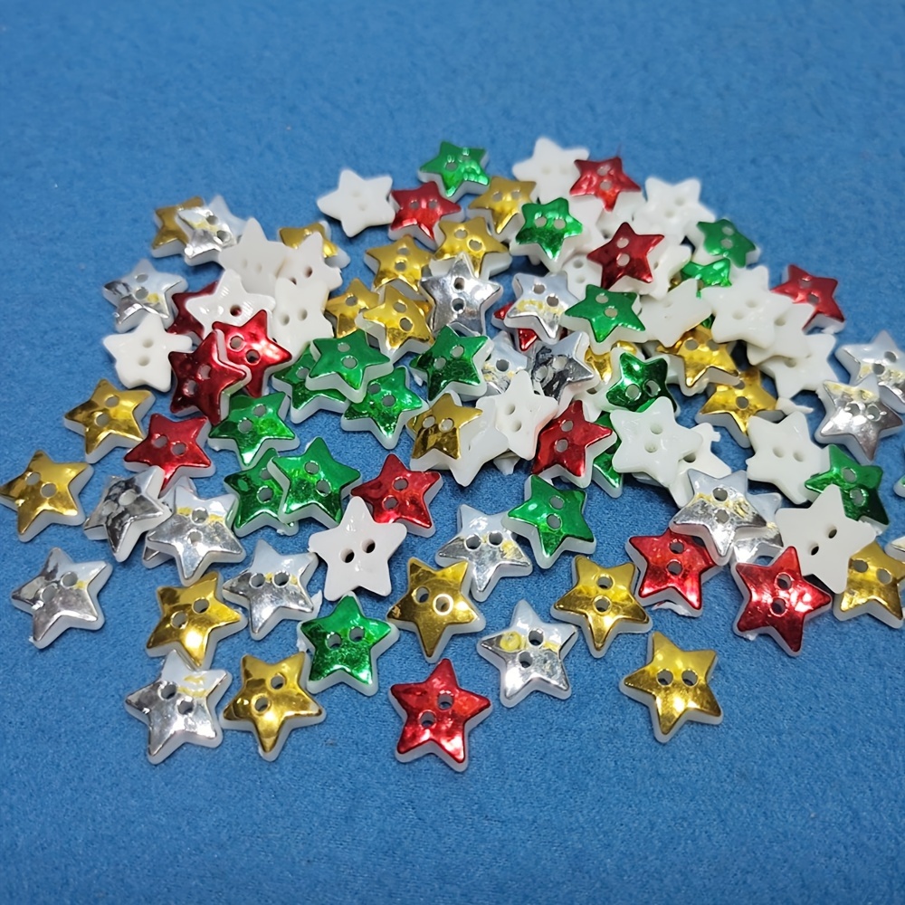 

Hangbang 50pcs Mixed Color Star-shaped Plastic Buttons - Diy Craft Supplies For Clothing And Sewing Accessories