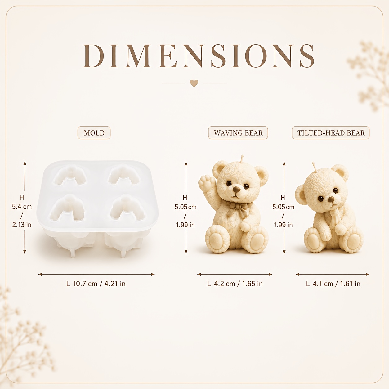 TEMU 4-cavity Sitting Teddy Bear Silicone Mold Suitable For Resin, Soap & Plaster Crafts - Multi-cavity Mold With Sitting Bear Designs For Diy