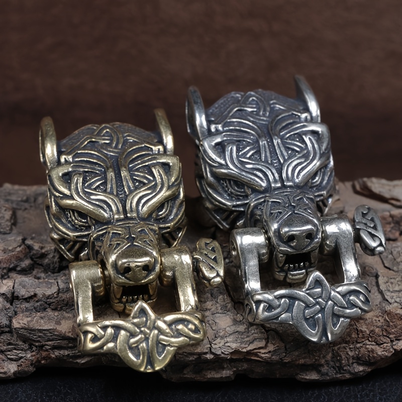 1pc wolf head bracelet   brass connection   edc outdoor bracelet jewelry accessories diy decorations 0