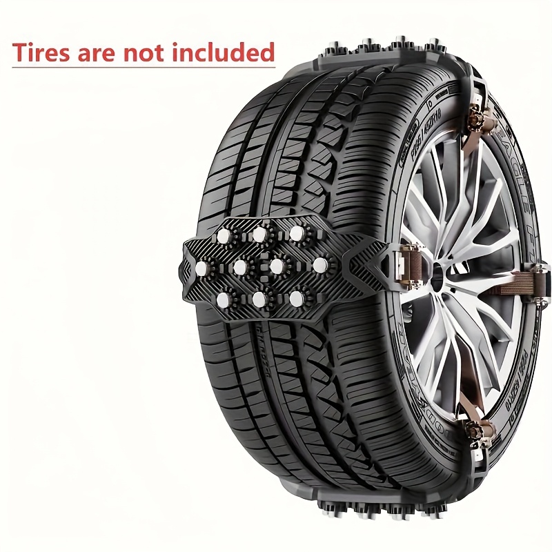 4pcs Cleat Tire Chains, Used For Automobile, Off-road Vehicle Universal Steel Bowl Beef Tendon Thickening Fishbone Chain, Suitable For Winter Snow, , Muddy . Quickly Installed And Used.