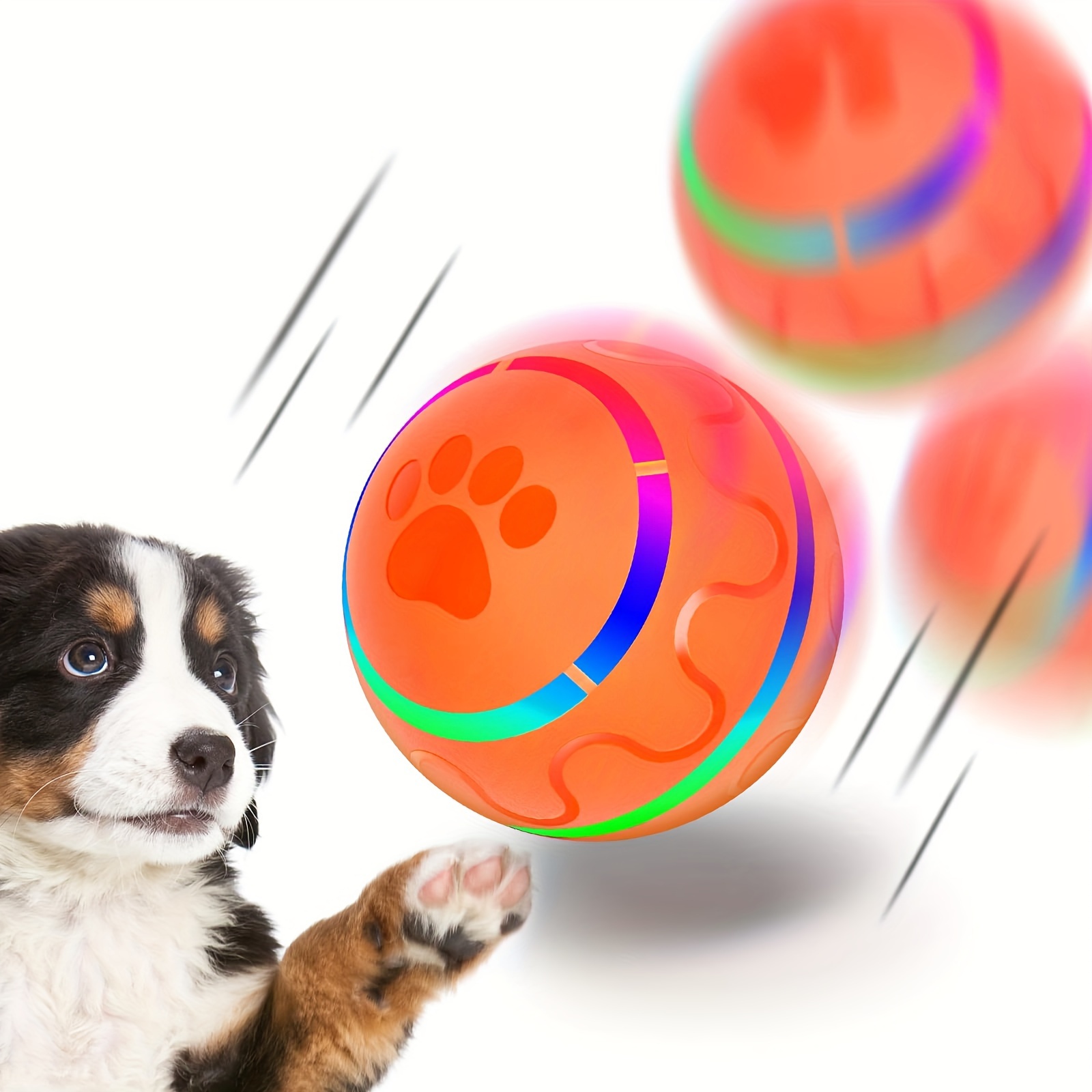 

1pc Pet Ball For Dogs, Interactive Dog Toy, Durable Automatic Rolling Ball With Led Flashing Lights For All Breeds With Motion Activated