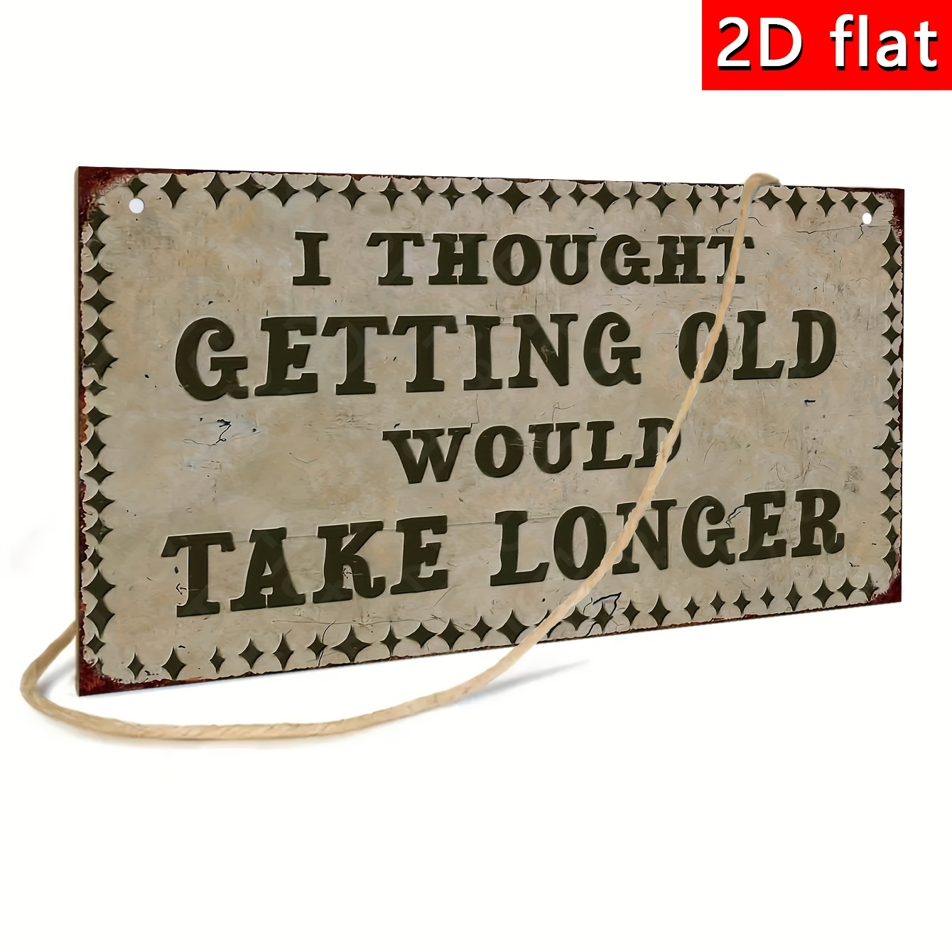 TEMU 2d Flat Wooden Wall Hanging Sign I Getting Old Would Take Retirement Wooden Vintage Square Decorative Plaque For Living Room Kitchen Bedroom