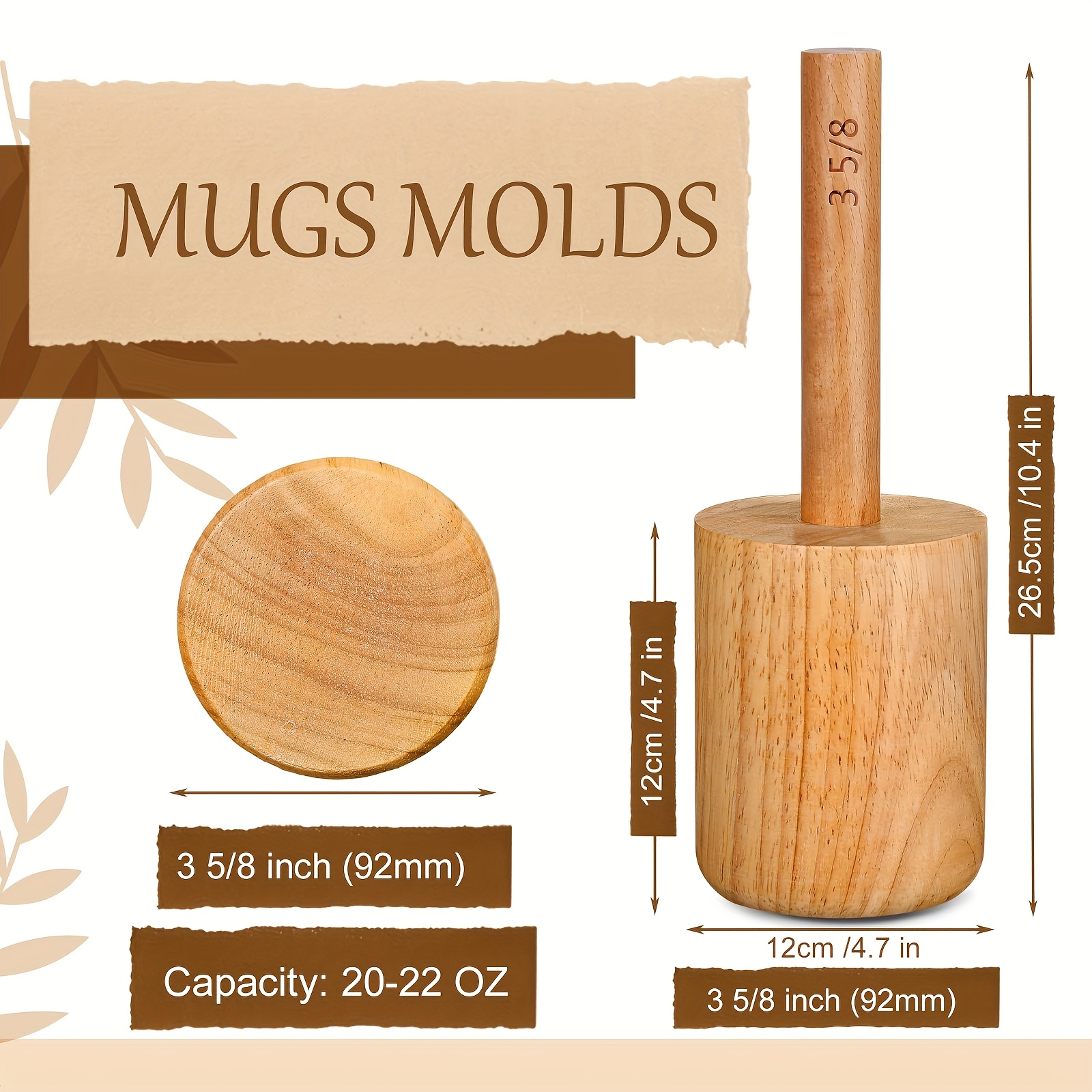 Image of Cup Pottery Molds, Create Pottery Mug Vases, Cup Molds Crockery Shaping Tool, Assist In Hand Building Crockery Mugs For Diy Ceramic Cup Mug Vase Making(3 5/8'', 20-22oz)