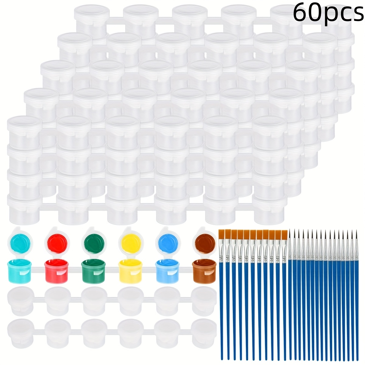 E-shop 60/20 Sets leere Pinselsets, 3 ml Mini-Becher, gute Abdichtung - einfach zu öffnen, jede Spezifikation mit einem kleinen Pinsel geliefert,