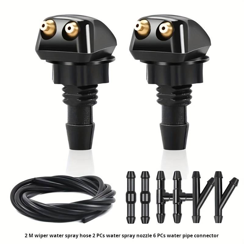 GEARZAAR 2-Piece Car Windshield Washer Nozzle Set - Dual Holes, Black, Universal Fit
