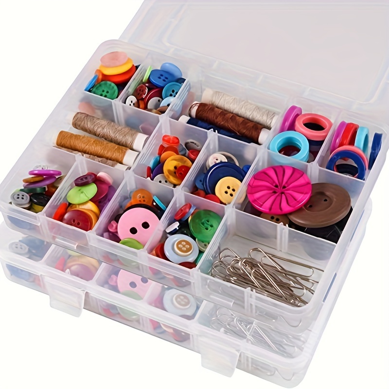 

Versatile 18-grid Organizer Box For Jewelry, Beads & Crafts - Clear, Adjustable & Portable Storage Case, Secure & Durable Plastic Art Supplies Organizer, White - 1pc