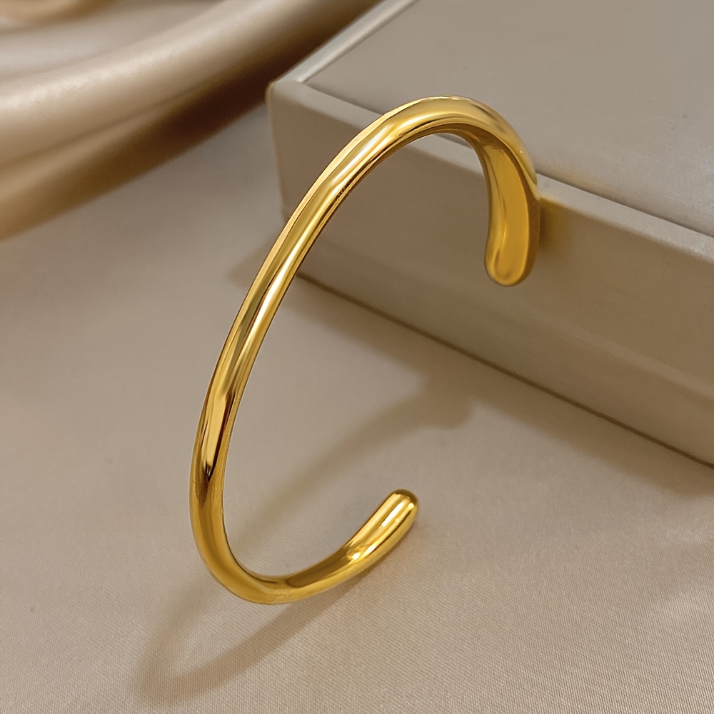 E-shop 1 Stück modisches, zweiteiliges, fülliges, tröpfchenförmiges, offenes Armband aus Edelstahl, süßes und elegantes, vielseitiges neues