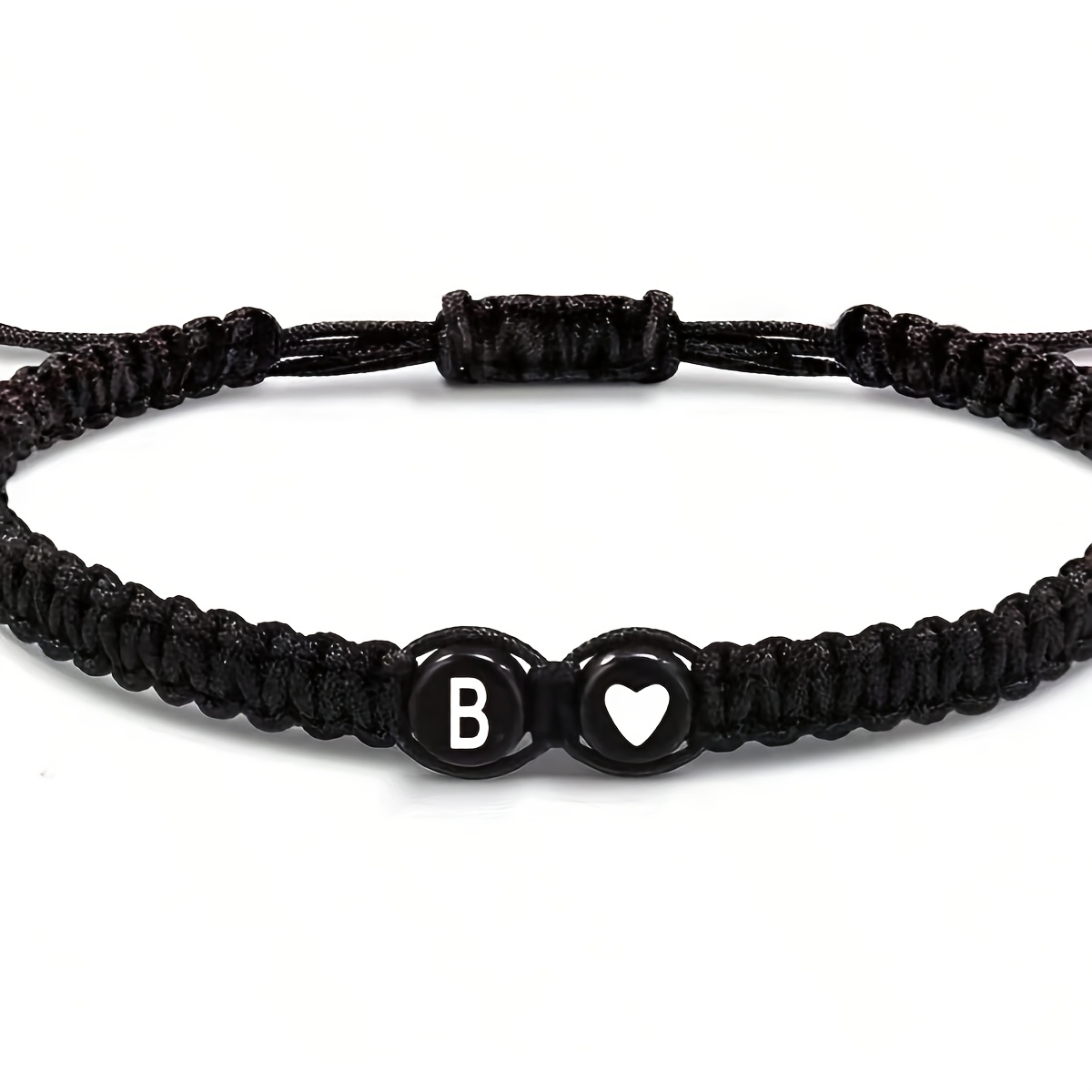 Stylish Adjustable Black and White Heart Couple's Letter Bracelet