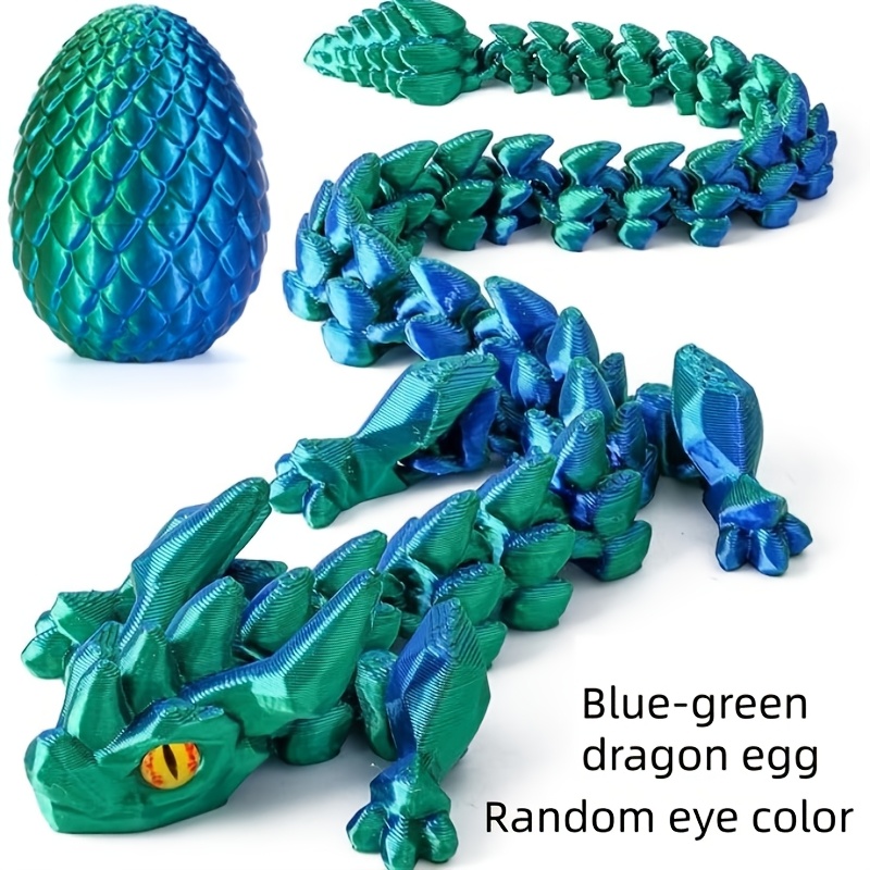2pcs/3d Printed Dragon + Egg, Large Articulated Dragon Toy With Eyes, Essential Easter Basket Stuffing, Surprise Decor Desk Toy ( Random)