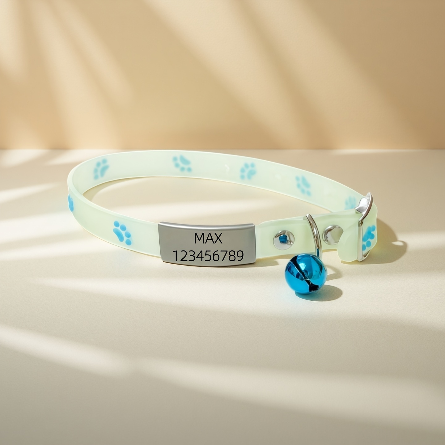 TEMU -the-dark Cat Collar, Includes 1 Collar   1 Bell, Random Color Pet Glow Collar, Cute -the-dark Pet Collar, -the-dark Collar With Paw Print