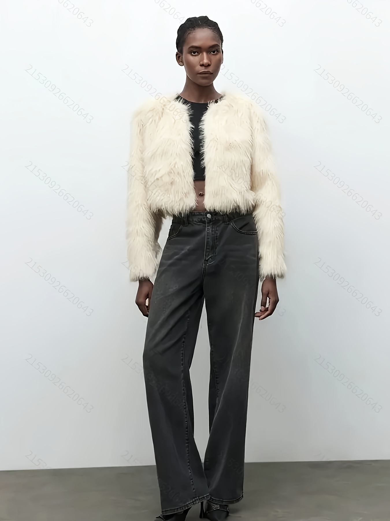 womens faux fur jacket cozy long sleeve loose - Temu