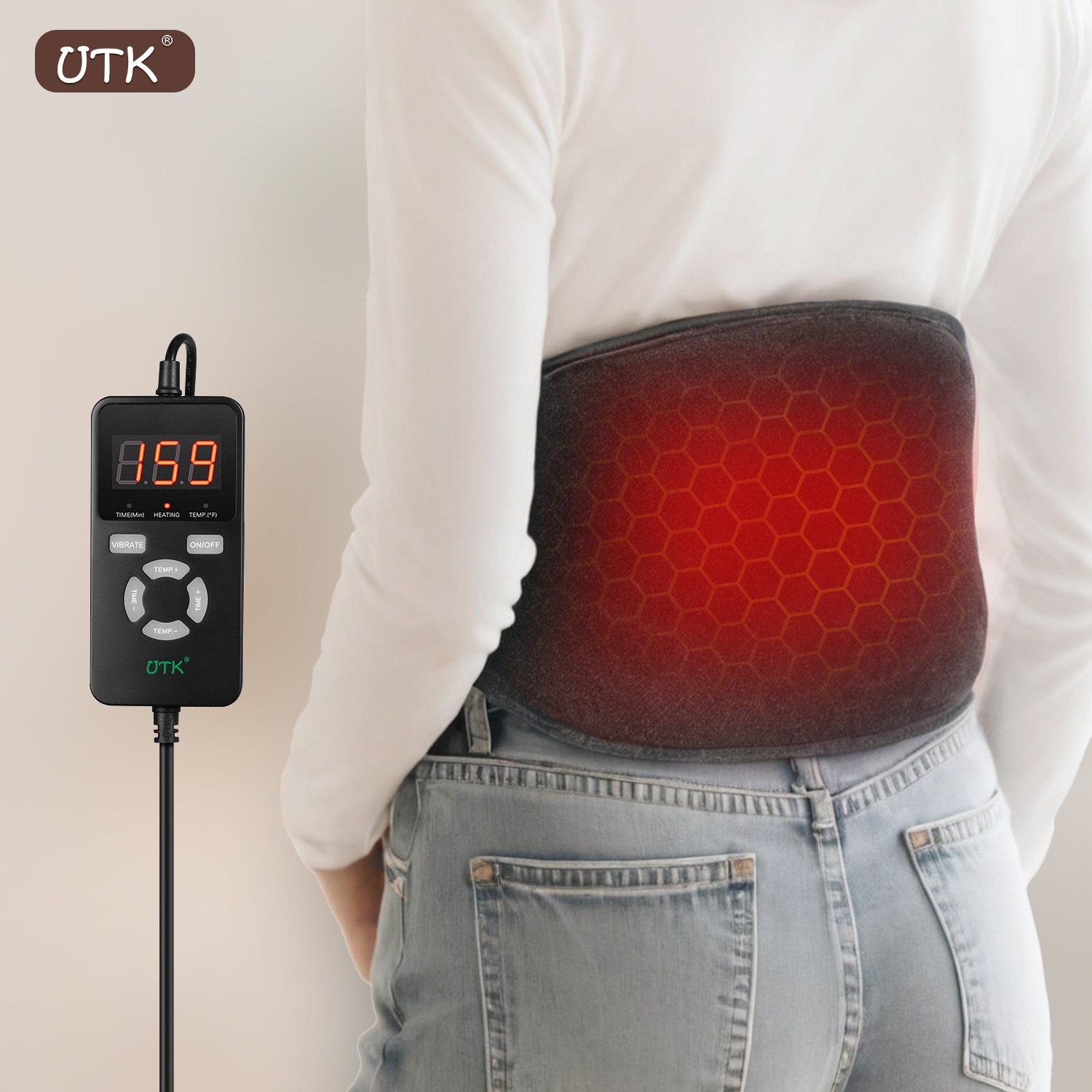 utk stone heating pad for lower adjustable 103 159 f temperature 3 level vibration usb powered   for waist lumbar abdomen   ideal gift   textured surface massager Product details 0