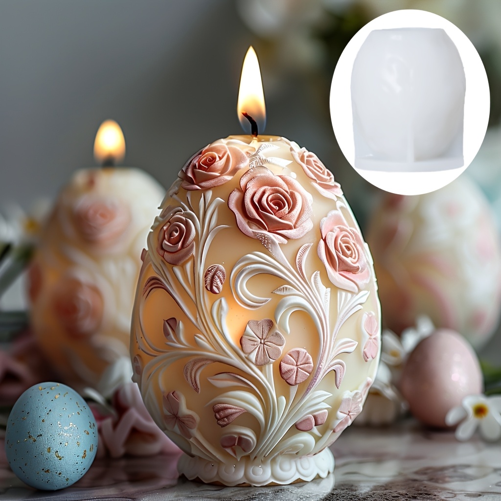 

Resin Casting Molds Egg Candle Silicone Mold Rose Embossed Egg Candle Mold Plaster Resin Mold Rose Egg Easter Gift