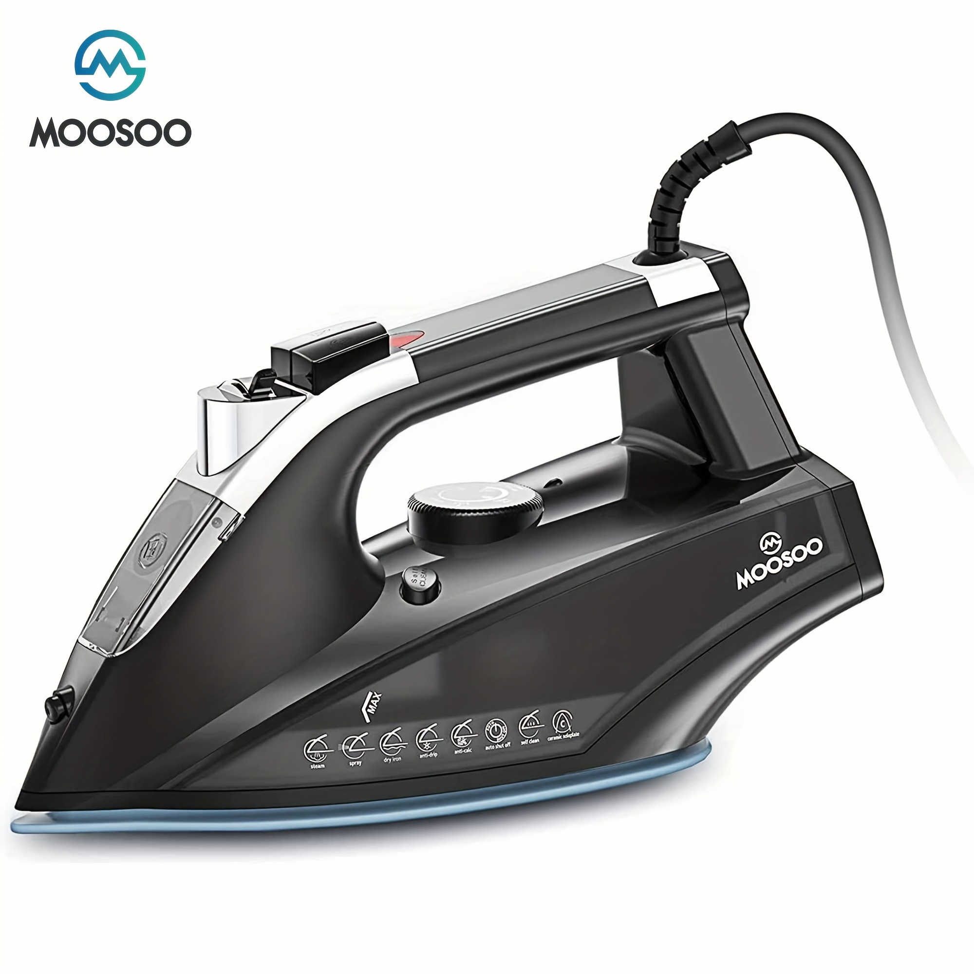 

Moosoo Steam Iron, Professional 1800w Lightweight Steamer Iron For Clothes, Non-stick Ceramic Steam Dry Iron With Anti-drip, Auto-off, 470ml Water Tank St1800
