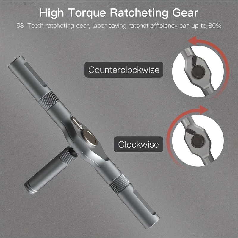 24 in 1 magnetic screwdriver set multifunctional hand tool kit with detachable t handle ratchet iron material uncharged manual operation   maintenance tool box Product details 6